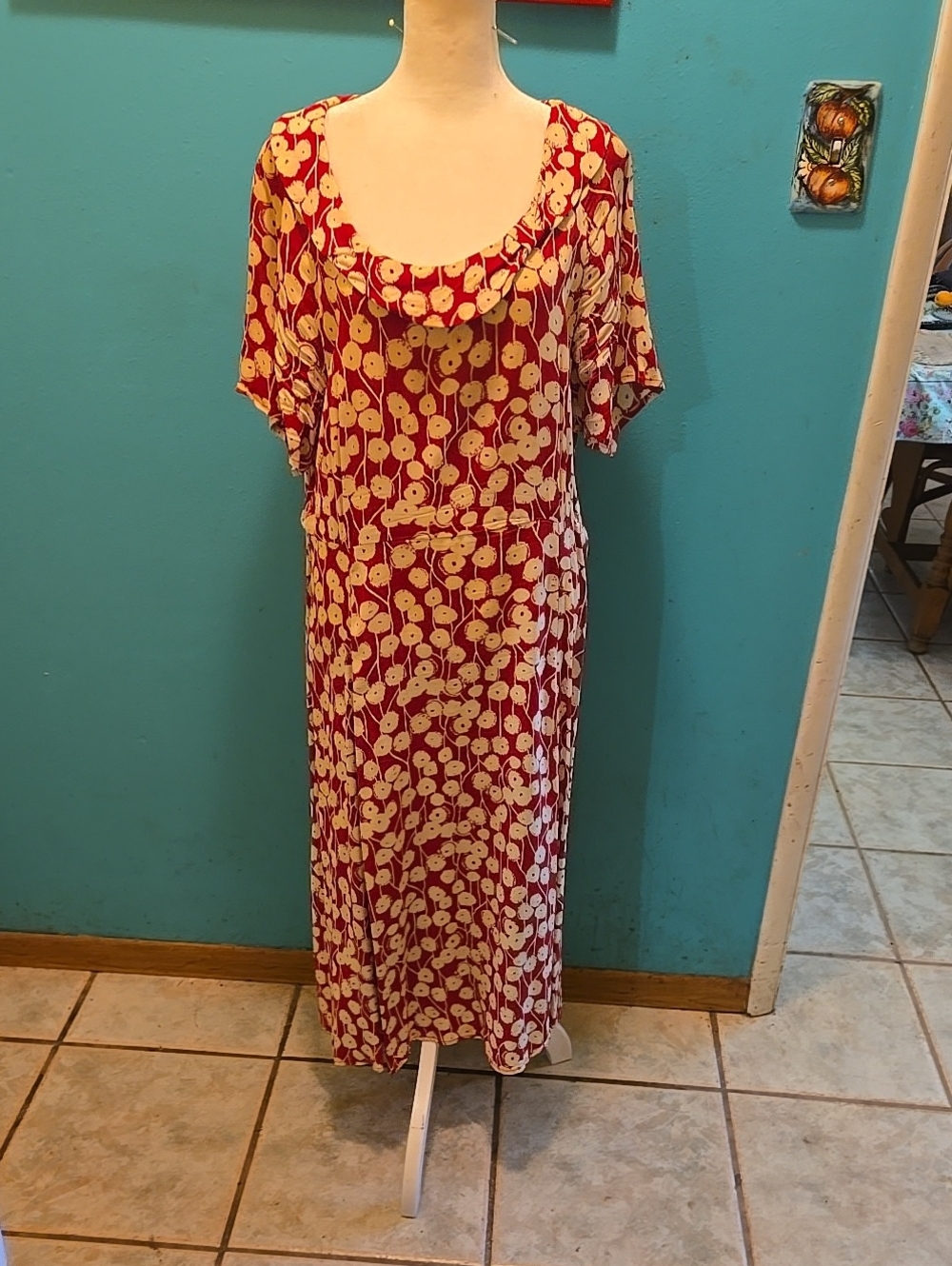 Loco Lindo Red Floral Maxi Dress